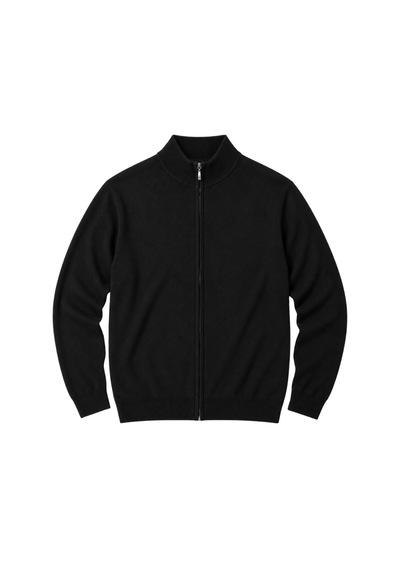 Battalmoda Erkek Büyük Beden Siyah Fermuarlı Dik Yaka Pamuklu Hırka 3xl-4xl-5xl-6xl