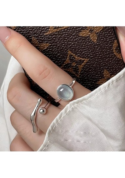 925ayar Gümüş Mavi Kristal Taşlı Minimalist Ayarlanabilir Yüzük