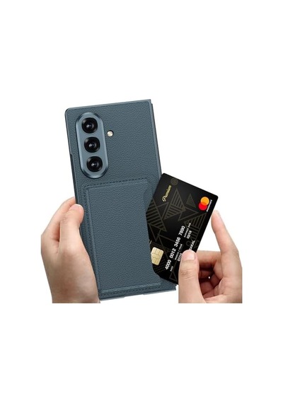 Senon Galaxy Z Fold 7 Suni Deri Arka Yüzey Zore Kartlıklı Kıpta Silikon Kapak Titanyum