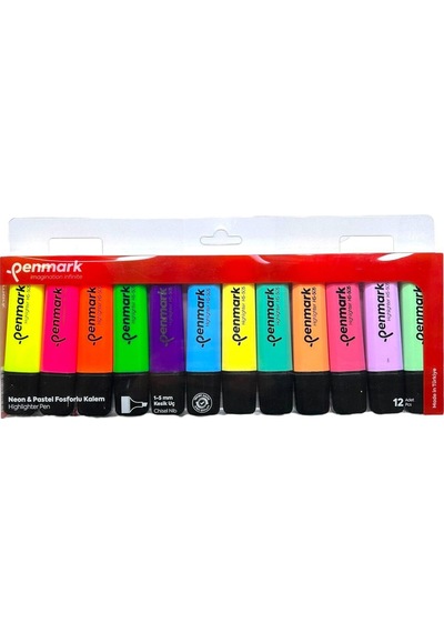 Fosforlu Kalem 12 Li Asetat Karışık Renk 6 Pastel+ 6 Neon Hs-505-12np 709697 Çok Renkli