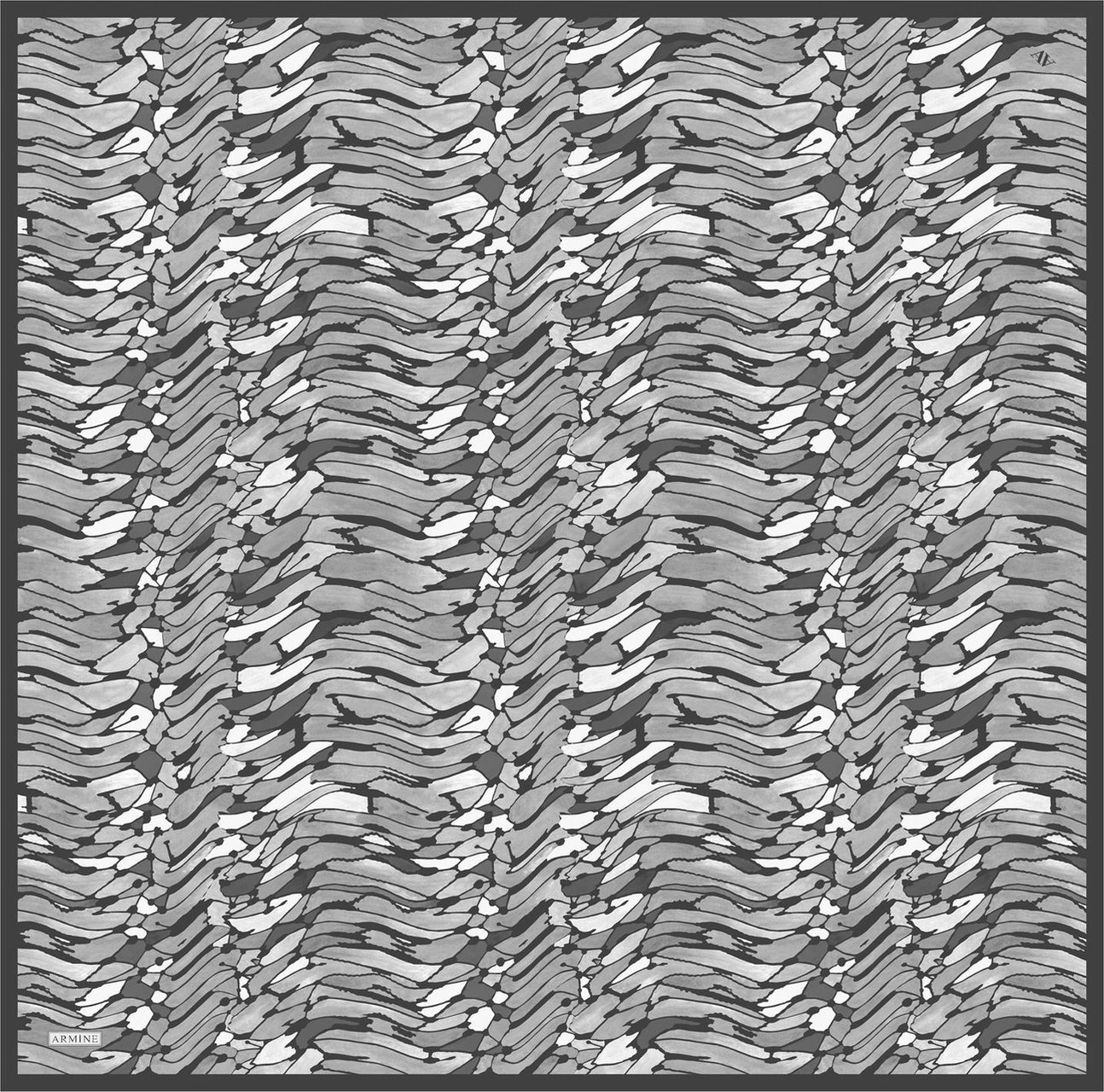 Armine Soyut Desenli Saf İpek Twill Eşarp 9335d 87 Füme