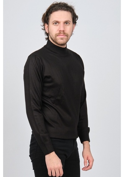 Woolen World Erkek Balıkçı Yaka Yün Kazak 5590103 Siyah Siyah
