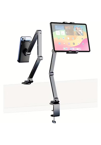 Alüminyum Akrobat Tablet & Telefon Tutucu Stand 360 Oynar Başlıklı Ayarlanabilir Uzun Kol