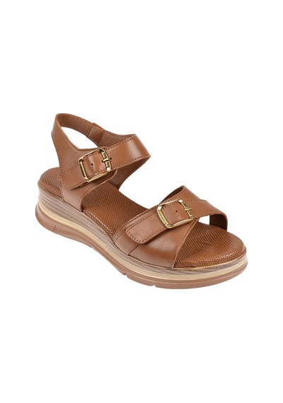 Floor Hakiki Deri Comfort Kadın Sandalet Mak-1906 Taba