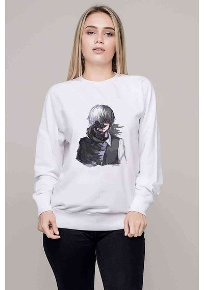 Anime Tokyo Ghoul Anteiku Baskılı Beyaz Kadın Sweatshirt (528335782)