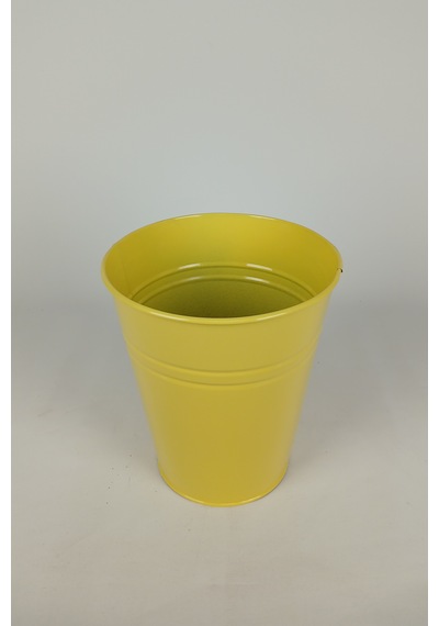 Konik Metal Saksı & Vazo - 25 Cm Dekoratif Çok Amaçlı Renkli Çiçeklik 25x23/15 Cm Sarı