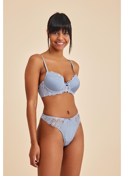 Amarelle Paris Gri Mavi Dantelli String Külot Mavi