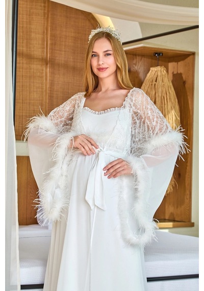 Angbutik Aqua 25596-k Kadın Sabahlık Krem