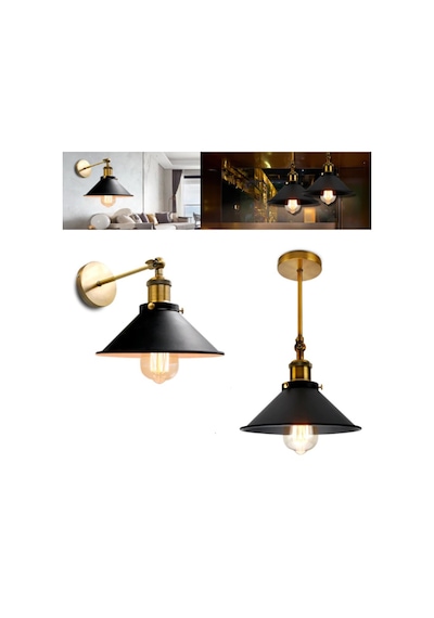 RİOLİGHT RETRO,RUSTİK,VİNTAGE MAFSALLI HAREKETLİ BAŞLIK METAL DUV Siyah