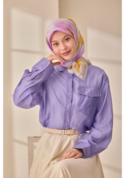Silk Home Olinda İpek Eşarp 47004-08 Gümüş, Yanık Sarı, Turuncu, Lila, Pembe