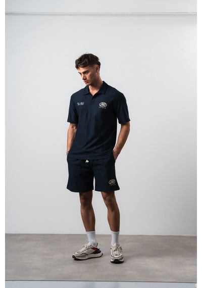 Erkek 242 Nakışlı Regular Fit T-shirt Şort Takım Lacivert