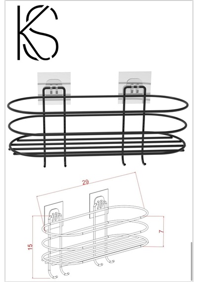 Buççin Online Mağaza Yapışkanlı Siyah 2li Banyo Düzenleyici Şampuanlık Sabunluk Oval Bayo Duş Rafı Organizer Metal Siyah Çok Renkli