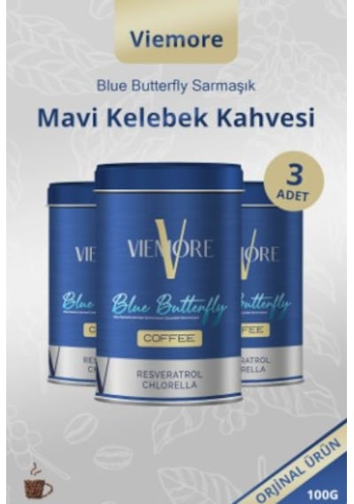 Viemore 3 Adet - Blue Butterfly Sarmaşık Ekstresi Içeren Kahve - Mavi Kelebek Kahvesi 300g Çözünebilir
