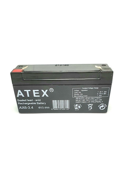 Atex Plus 6V 3.4Ah Bakımsız Kuru Aküsü