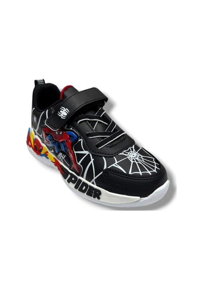 Cakgo 836-26 Deri Spiderman Baskılı Cırtlı Erkek Çocuk Sneaker Siyah Beyaz 31-35 Siyah