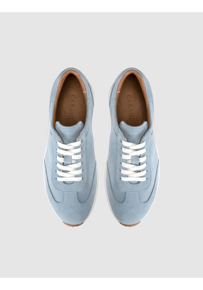 Buz Mavisi Süet Hakiki Deri Kadın Sneaker Ayakkabı Mavi