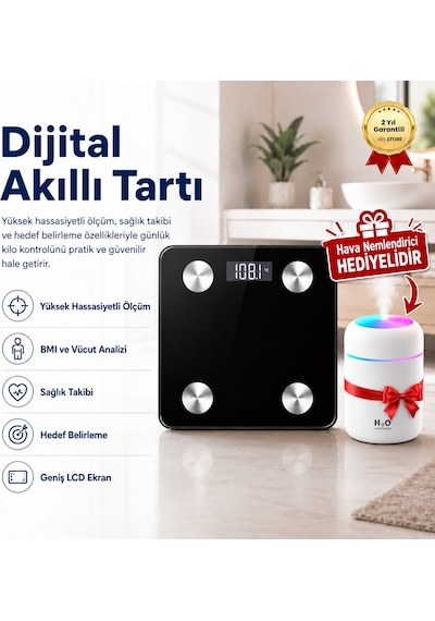 Tartı Dijital Baskül Yağ Su Kas Vücut Kitle Endeksi Kilo Ölçer Tartı Profesyonel - Diyetisyen Onayli