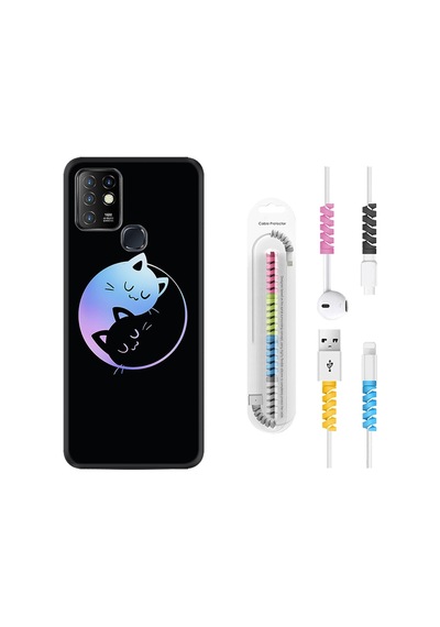 Infinix Hot 10 Kılıf Kablo Koruyuculu Love Cats 1604