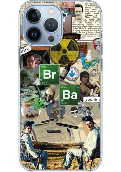 Apple Uyumlu iPhone 13 Pro Max  Breaking Bad Kolaj Baskılı Silikon Kılıf Renkli