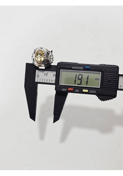 Sarı Sitrin Taşlı 925 Ayar Gümüş Yüzük 10,95 Gram