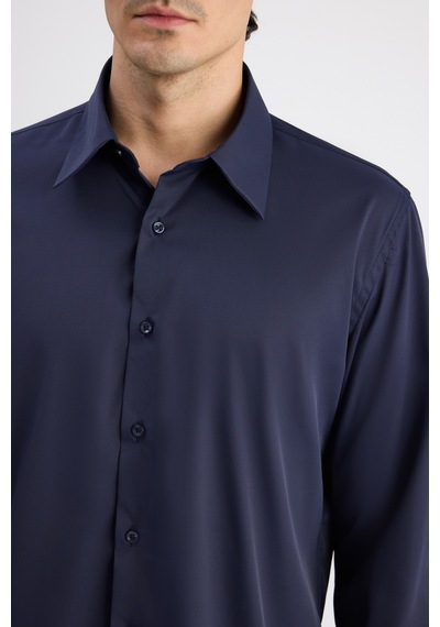 Twn Slim Fit Lacivert Düz Travel Gömlek 6ef02ad10288m Çok Renkli