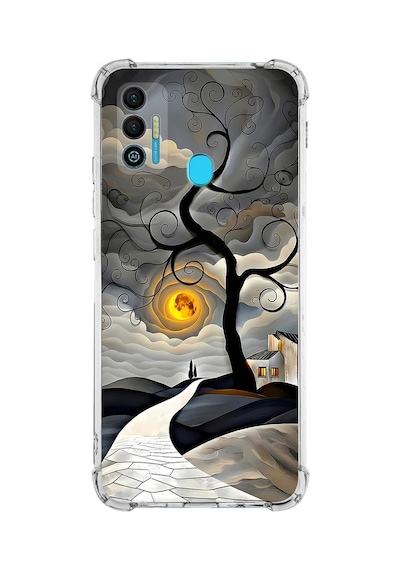 Printify Tecno Spark7t İle Uyumlu Simya Serisi Sarmal Yolculuk Tasarımlı Uv Baskılı Köşe Korumalı Antişok Kılıf Şeffaf