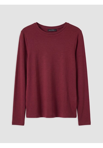 Lcw Everyday Bordo Bisiklet Yaka Soft Touch Kadın Tişört