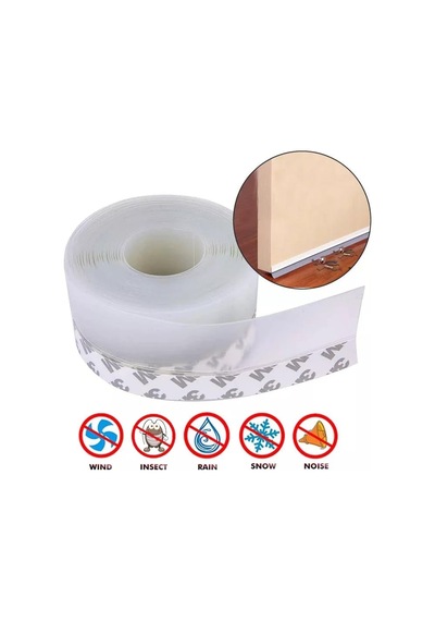 Tech 10 Metre Kapı Ve Pencere Bandı, Kendinden Yapışkanlı, Şeffaf Kapı Ve Pvc Pencere Fitili, Duşakabin, Cam, R 0.05 M