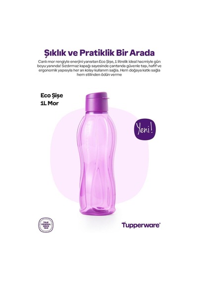 Eko Şişe 1 Litre 2 Li Set Mor