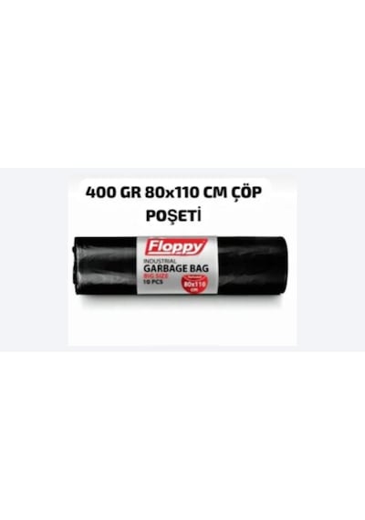 Floppy Endüstriyel Jumbo Siyah Çöp Torbası 80 110 Cm 400 Gr 1 Rulo 10'lu