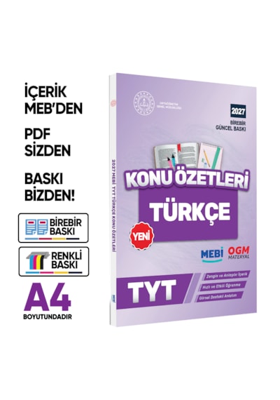 2027 Yks-tyt Mebi-ogm Pratik Konu Özet Kitap Seti Renkli A4 Boyut Görsel Destekli Baskı Ücreti