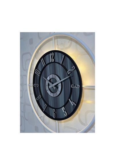 Pey Aksesuar Metal Camlı Duvar Saati 60x80 Cm Büyük Boy Işıklı Gerçek Cam Beyaz-füme-siyah-gümüş M61-beyaz-füme-siyah-gümüş