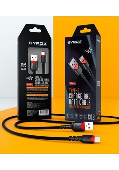 Syrox C92 Type-C Girişli 2.0A Örgü Hızlı Şarj Ve Data Kablosu (534733675)