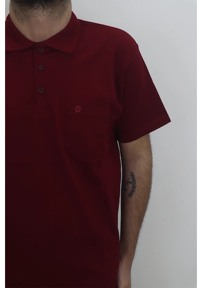 Dmctekstil Erkek Düz Klasik Kesim Rahat Kalıp Tek Cepli Polo Yaka Tişört Bordo