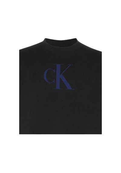 Calvin Klein Ls Cttn Cashmere 3d Logo Crwnk S-11157 Black