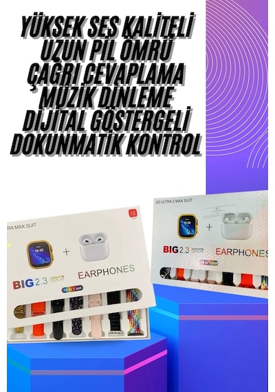 Akıllı Saat Ve Air Pro Kulaklık 7 Kordonlu Çok Fonksiyonlu İkili Set