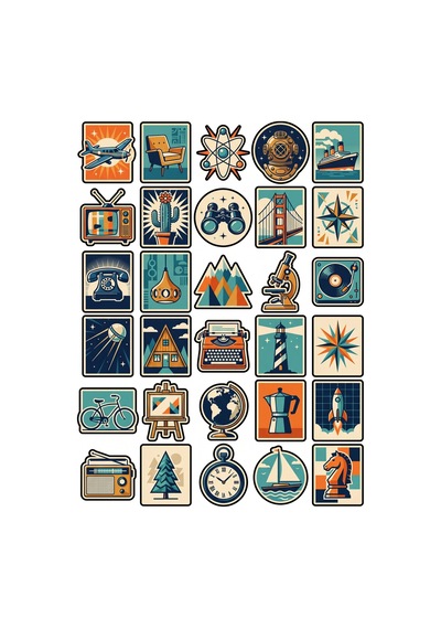 30 Adet Vintage Posta Pulu Sticker Seti - Laptop Defter Ajanda Valiz Çok Renkli