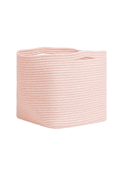 Pembe Kırçıllı Pamuklu Sepet 30 X 30 X 30 Cm Açık Gri