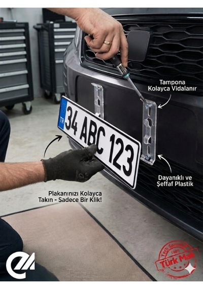 Hayalet Plakalık - Klipsli Oto Plaka Tutucu - Görünmez Plaka Seti - Gizli Takmatik Pratik Plakalık Reklamsız Çerçevesiz Şeffaf Hayalet Plakalık Montaj Vidası