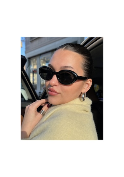 Egg Uovo Siyah Cat Eye Vintage Model Oval Yeni Sezon Kadın Güneş Gözlüğü Siyah