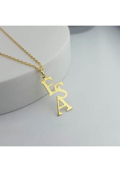 925 Ayar Gümüş Üç Harfli Kişiye Özel Kolye Gold