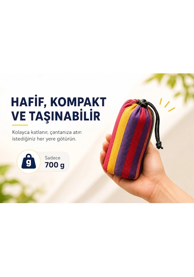 Çift Kişilik Hamak 260x150 Cm Kolay Kurulabilir Bahçe Balkon Kamp Salıncak Hamak Çantalı Çok Renkli