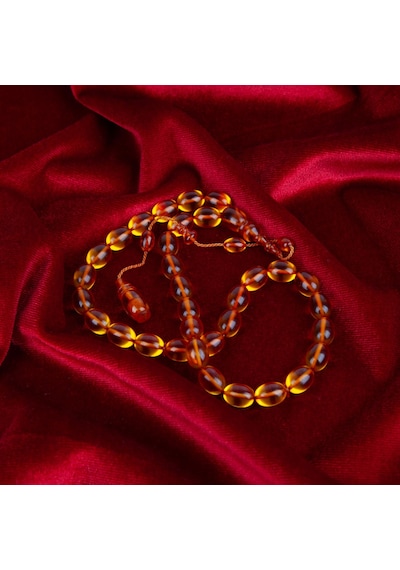 Sıkma Kehribar Beyzi Kesim 8x10.5mm Tesbih Turuncu 00640089