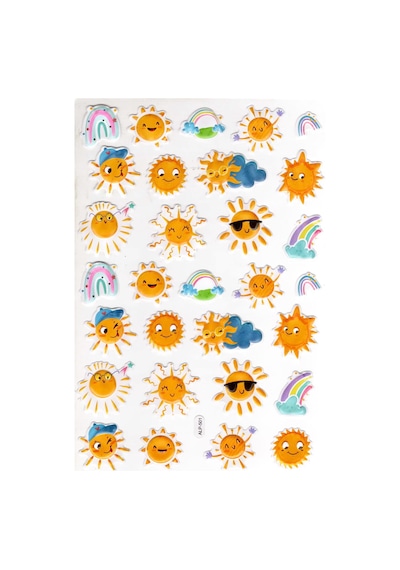 Sticker Kabartmalı A4 Boyutunda Stiker Defter, Planlayıcı Etiket- Lim501 - Güneş Gökkuşağı Çok Renkli