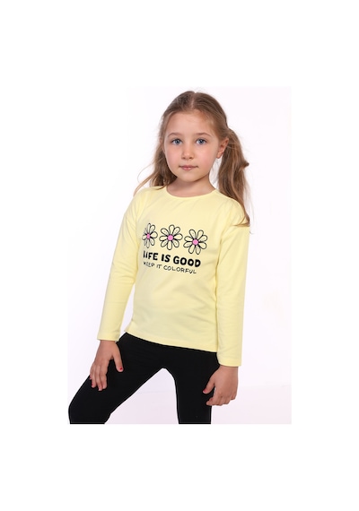 Toontoy Kids Toontoy Kız Çocuk Lıfe Is Good Baskılı Tişört Sarı