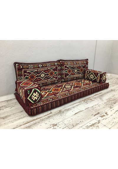 Turkıshrug Kıngdom 5 Parça Bordo Şark Köşesi Takımı - 28 Dansite Çökme Yapmayan 10 Cm Blok Süngerli Set