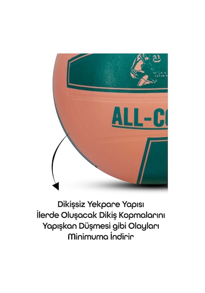 All Court Voleybol Topu Pompa Dahil Set Kauçuk Dikişsiz Yekpare Üretim İç Dış Mekan No:5 Pembe Pembe