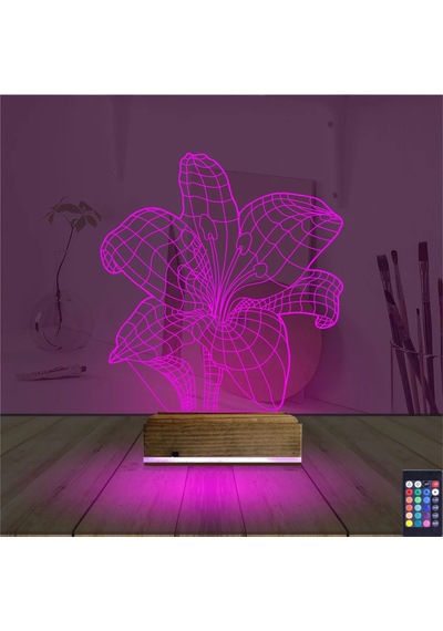 Luvivia Orkide Çiçek 3d Lamba - Masa Gece Lambası Şeffaf