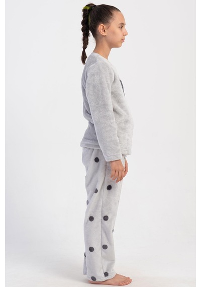 Kız Çocuk Uzun Kol Welsoft Gri Pijama Takım C4t5n1o304 001