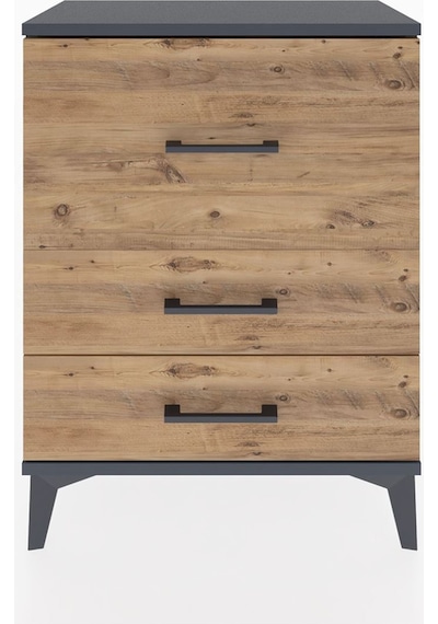 Arges Komodin 3 Çekmeceli 60x30x80 Antrasit-çam Antrasit